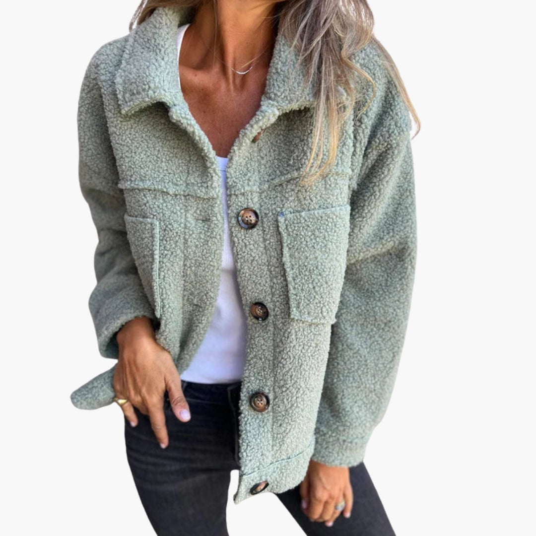 Damjacka med slagkrage i ullblandning