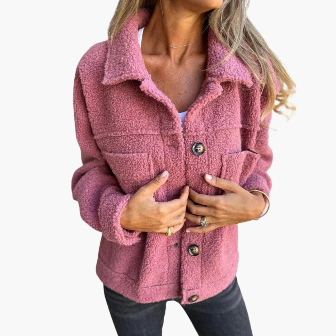 Damjacka med slagkrage i ullblandning