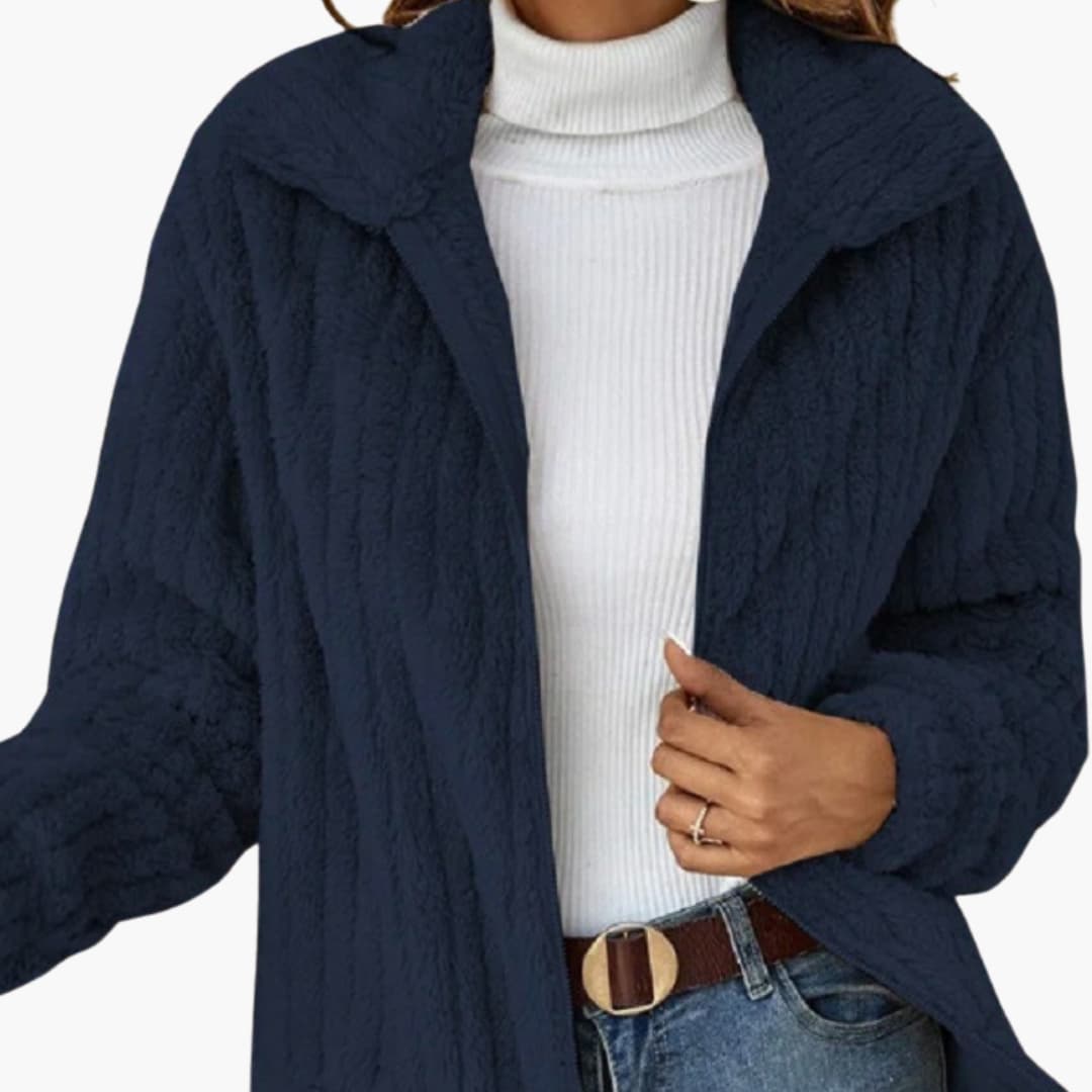 Veste femme col montant surface texturée