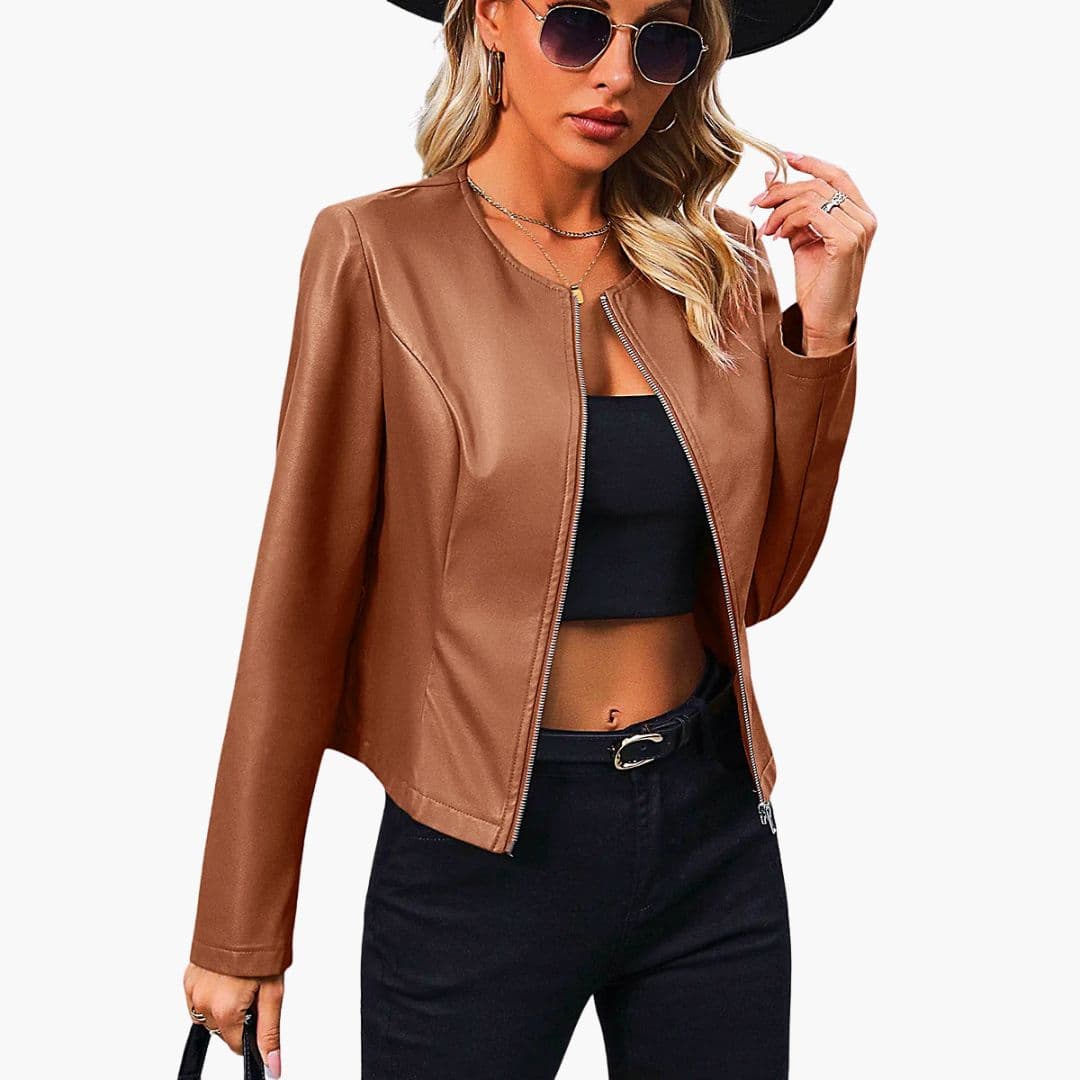 Veste femme col rond avec fermeture zippée