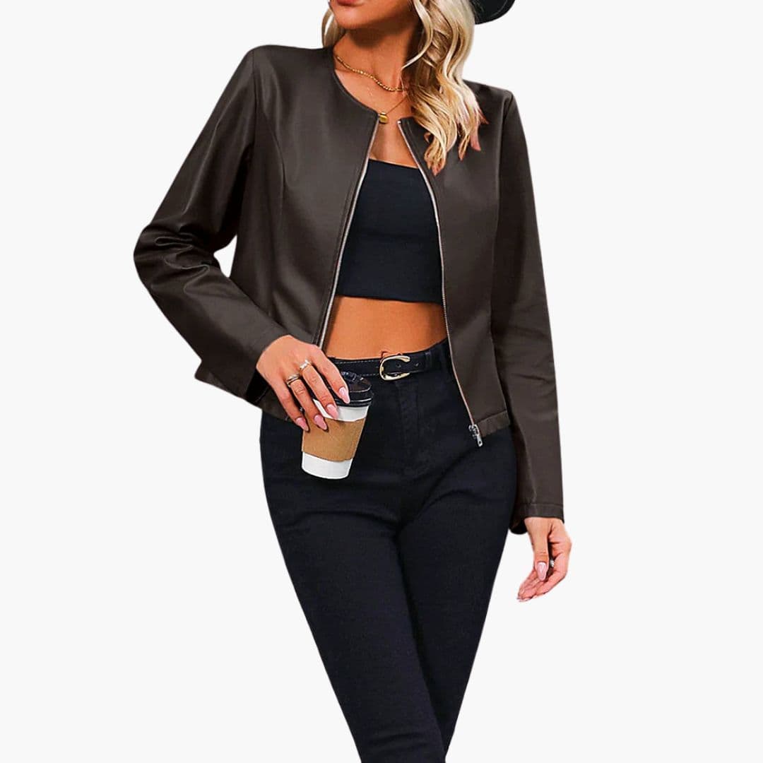 Veste femme col rond avec fermeture zippée