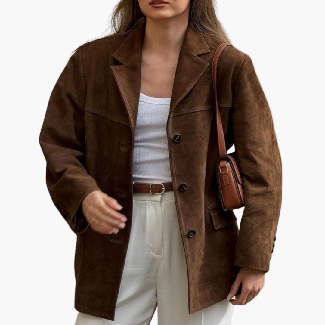 Veste femme coupe droite avec col à revers