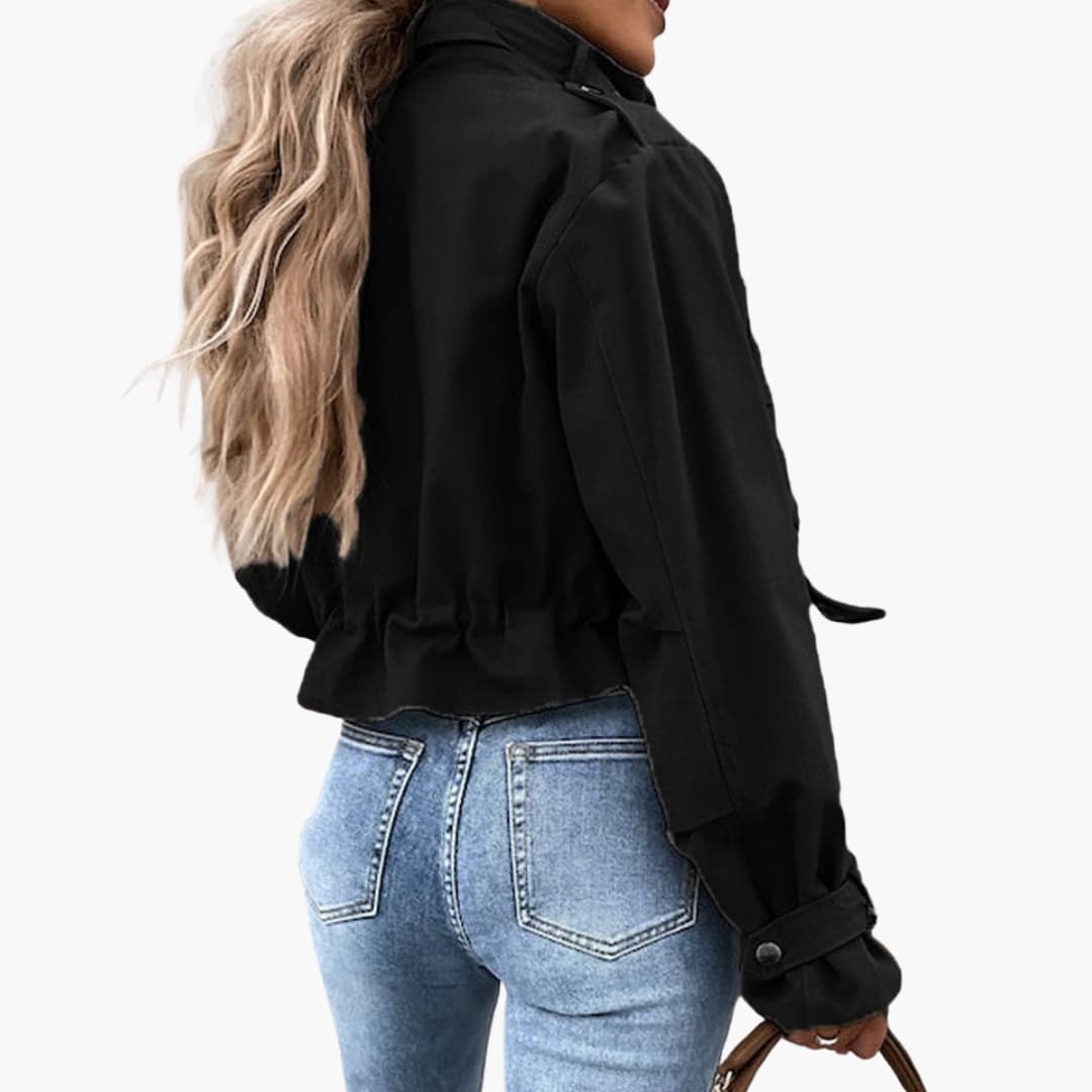 Veste femme courte avec cordon de taille