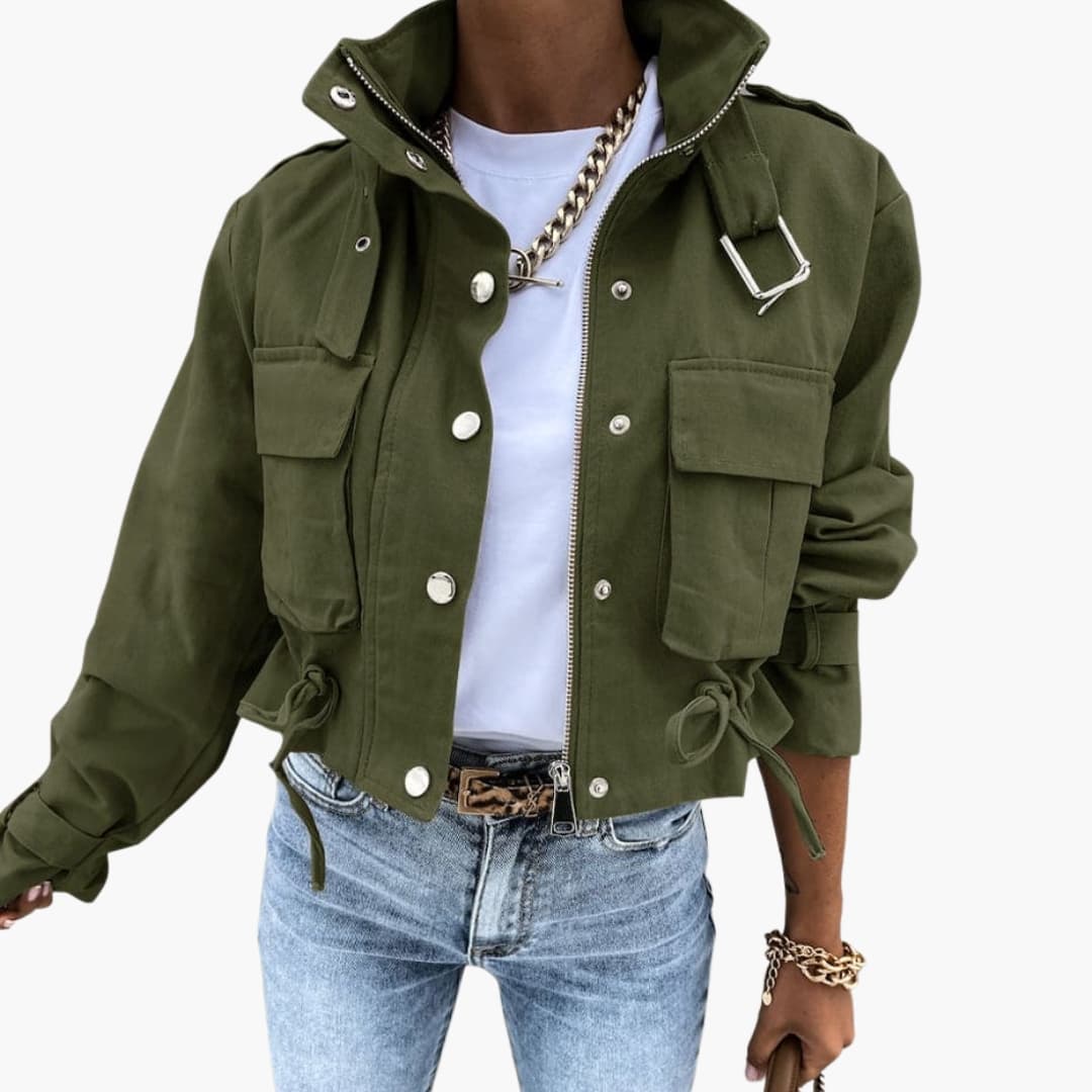 Veste femme courte avec cordon de taille