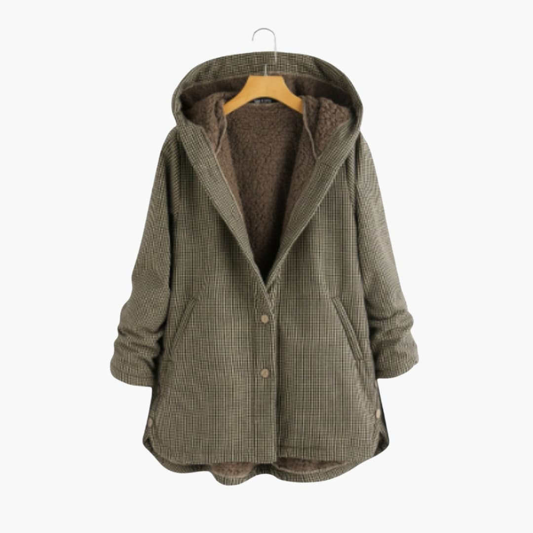 Veste femme d’hiver à capuche avec fermeture boutonnée