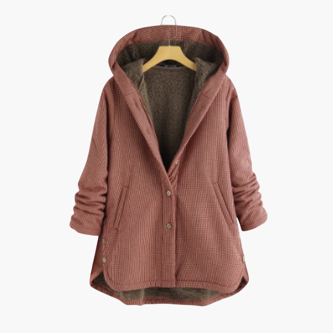 Veste femme d’hiver à capuche avec fermeture boutonnée