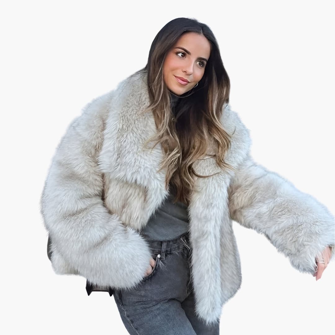 Veste femme en fausse fourrure avec manches longues