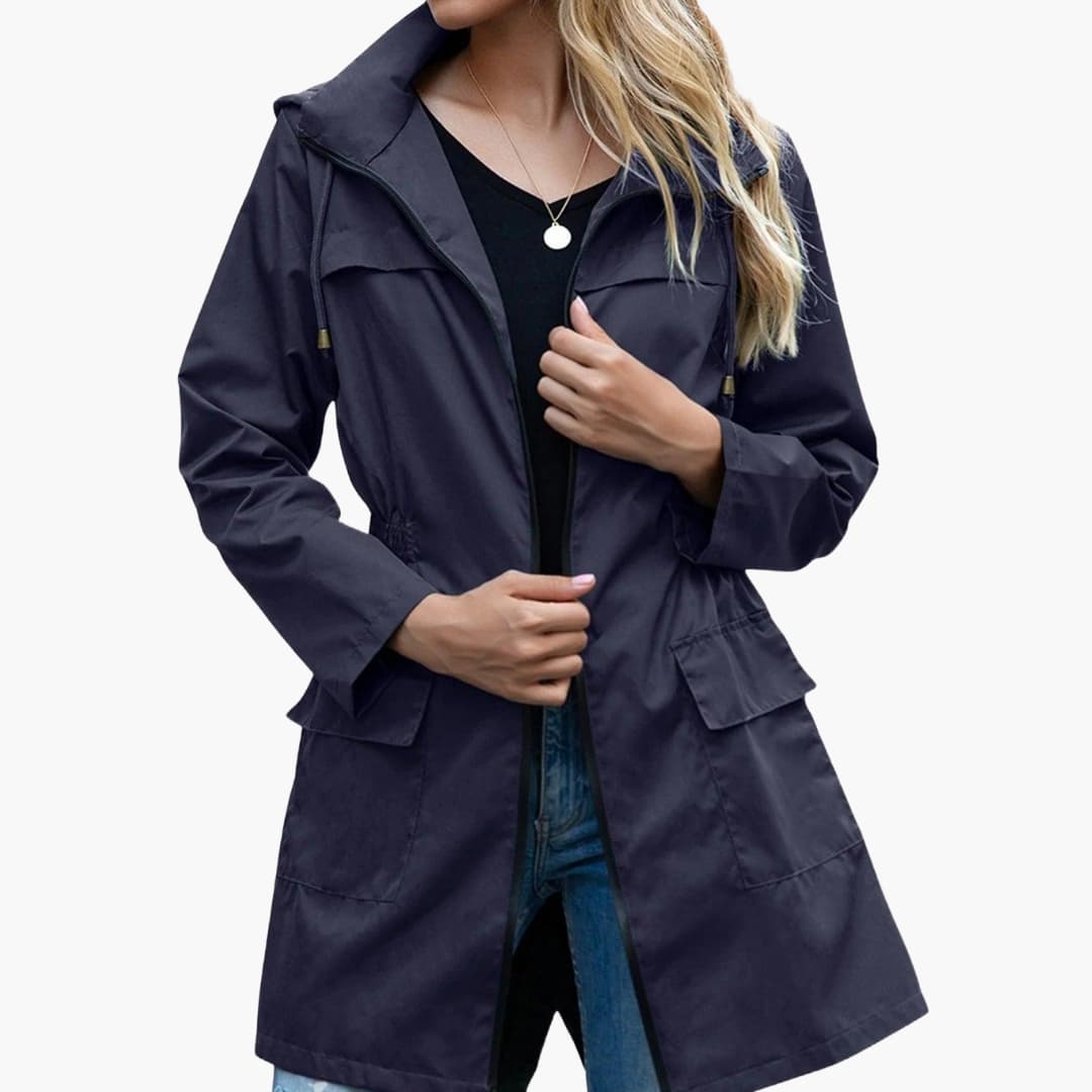 Chaqueta de mujer de punto fino con capucha y cierre delantero con cremallera