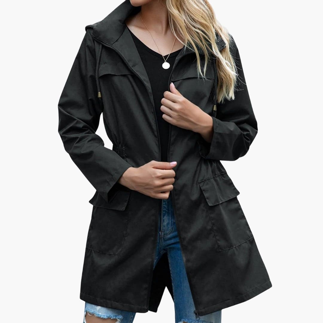 Veste femme en maille fine avec capuche et fermeture zippée devant