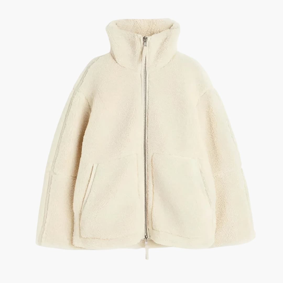 Veste femme en polaire avec col montant et fermeture zippée