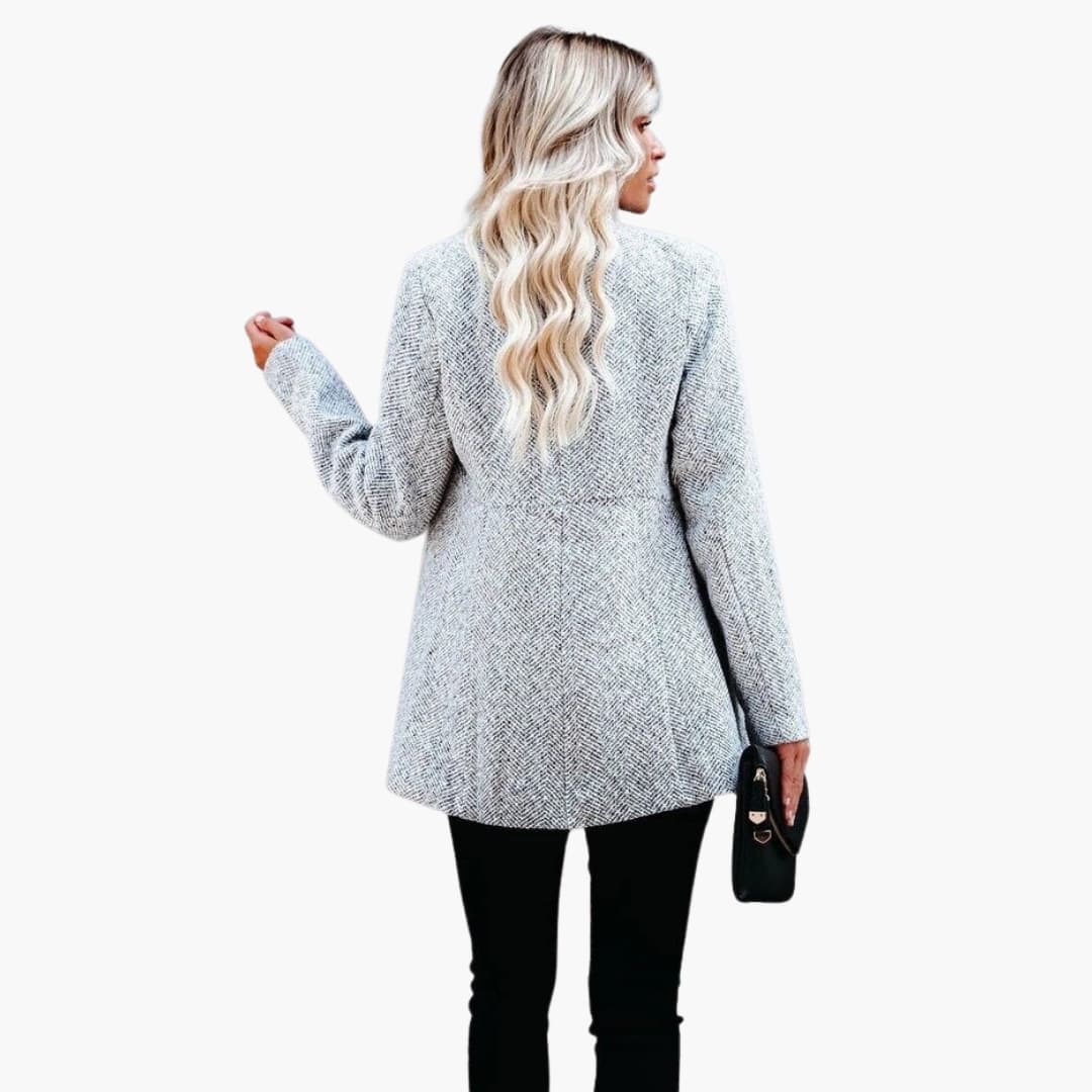 Veste femme en tweed ouverte avec manches longues