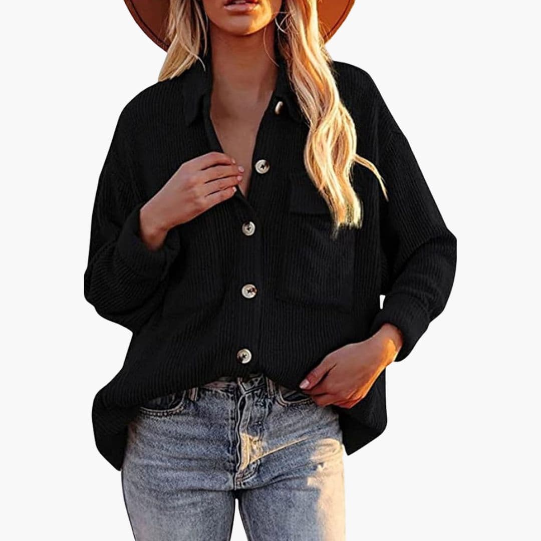 Veste femme en velours côtelé avec poches plaquées