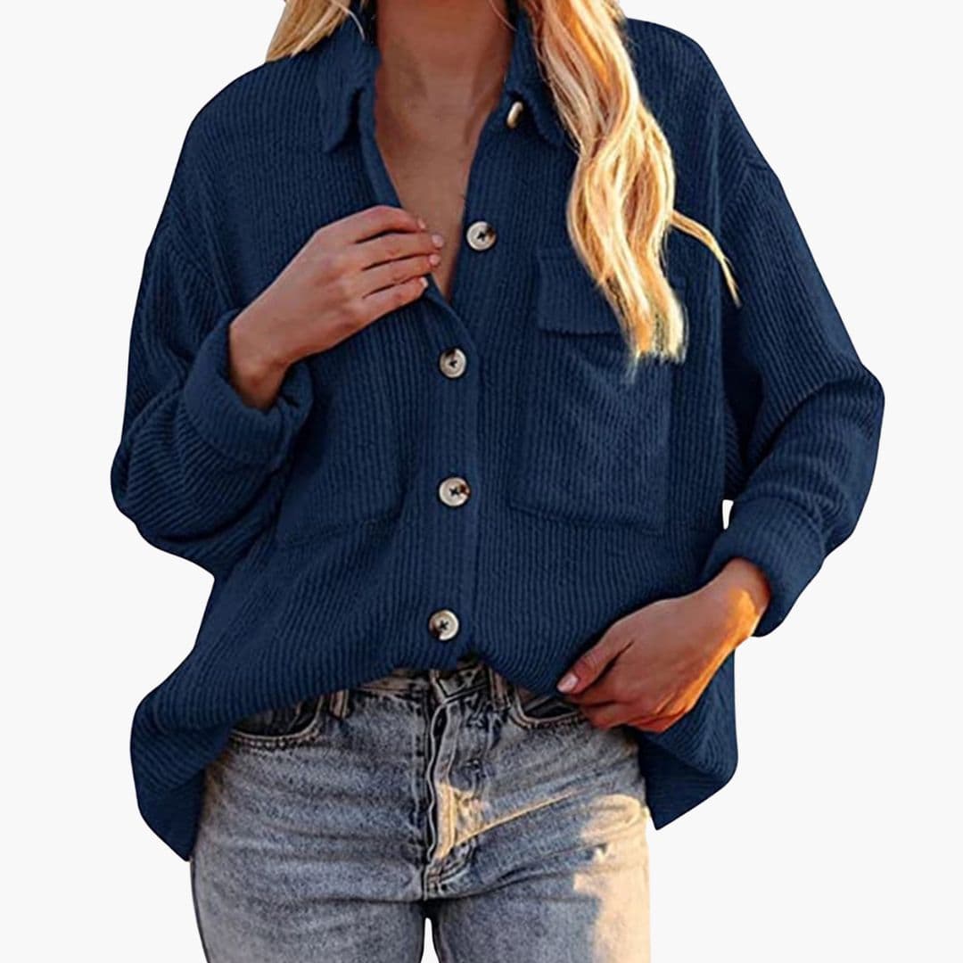 Giacca donna in velluto a coste con tasche applicate