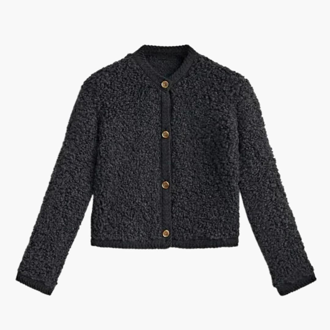 Veste femme style teddy avec boutons devant