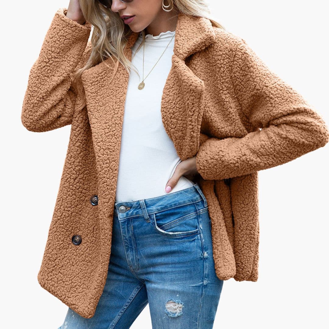 Veste femme style teddy avec col à revers