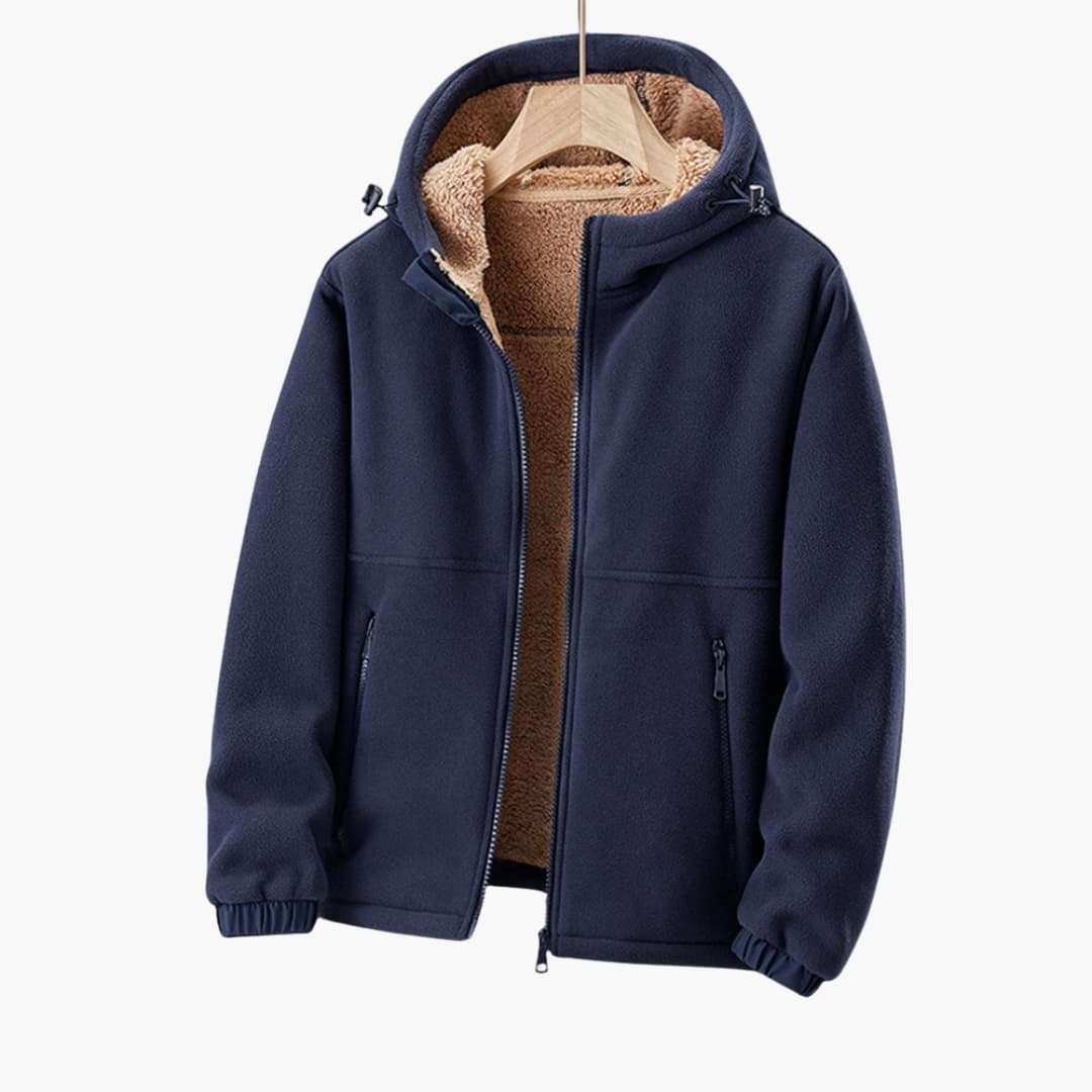 Veste homme à capuche zippée avec doublure sherpa