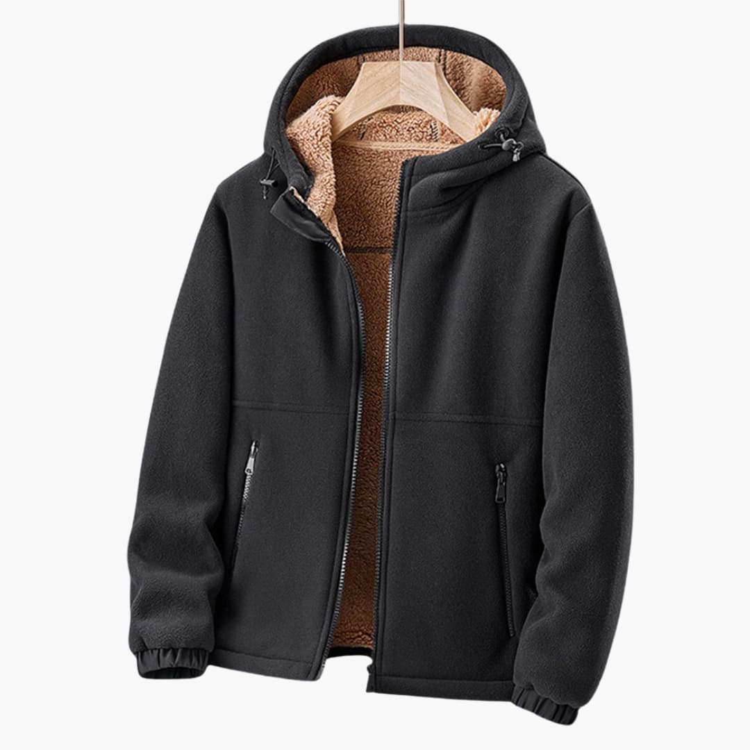 Veste homme à capuche zippée avec doublure sherpa