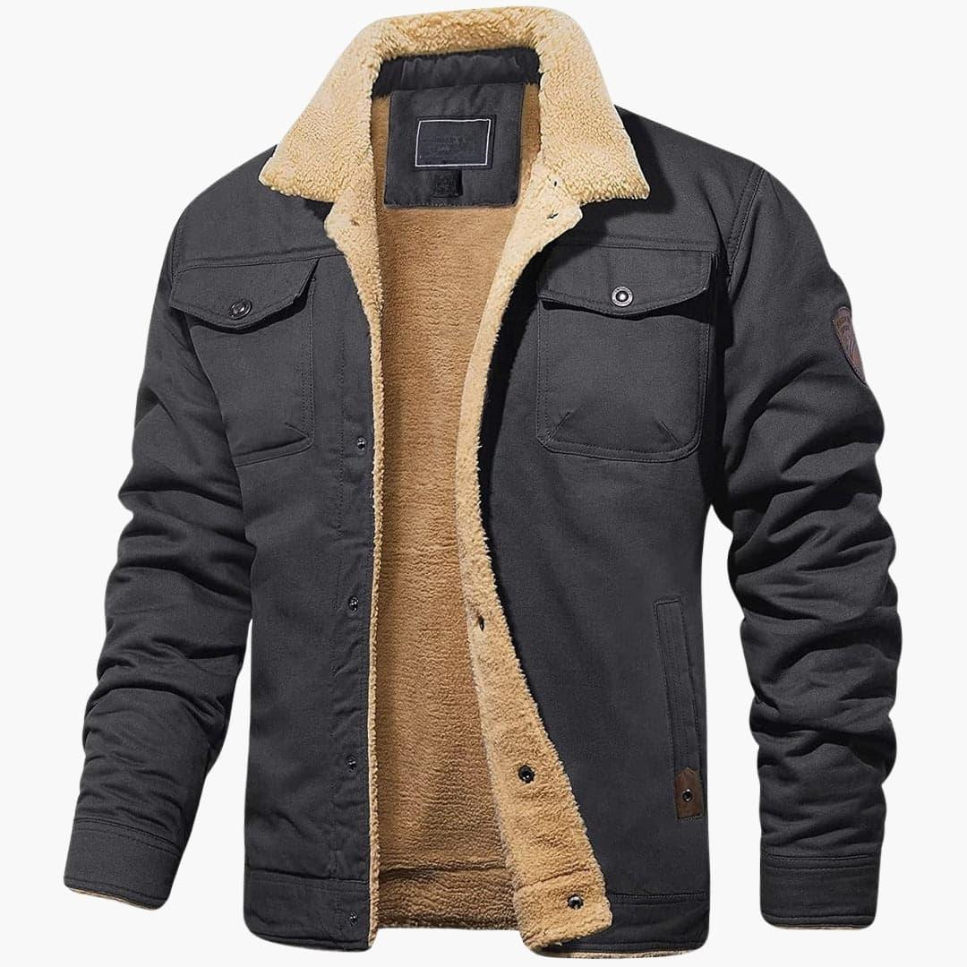 Veste homme avec doublure sherpa et fermeture à boutons frontale