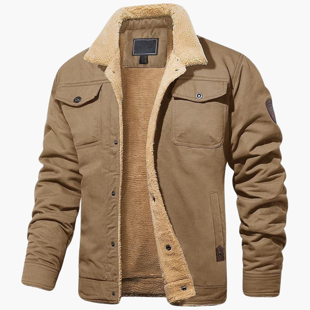 Veste homme avec doublure sherpa et fermeture à boutons frontale