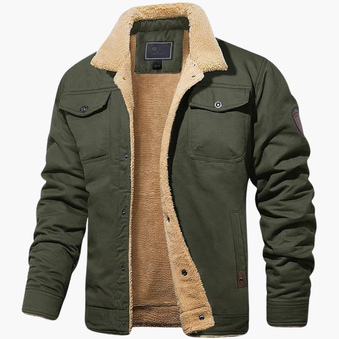 Veste homme avec doublure sherpa et fermeture à boutons frontale