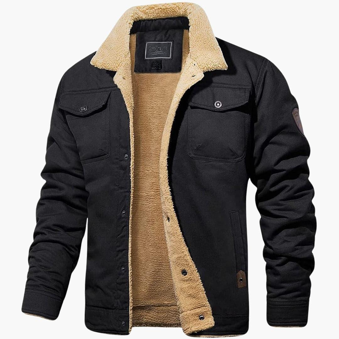 Veste homme avec doublure sherpa et fermeture à boutons frontale
