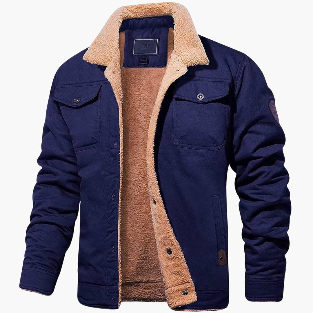 Veste homme avec doublure sherpa et fermeture à boutons frontale