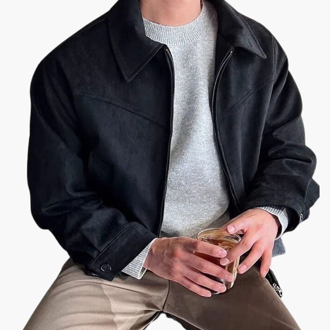 Veste homme avec fermeture éclair et col pointu