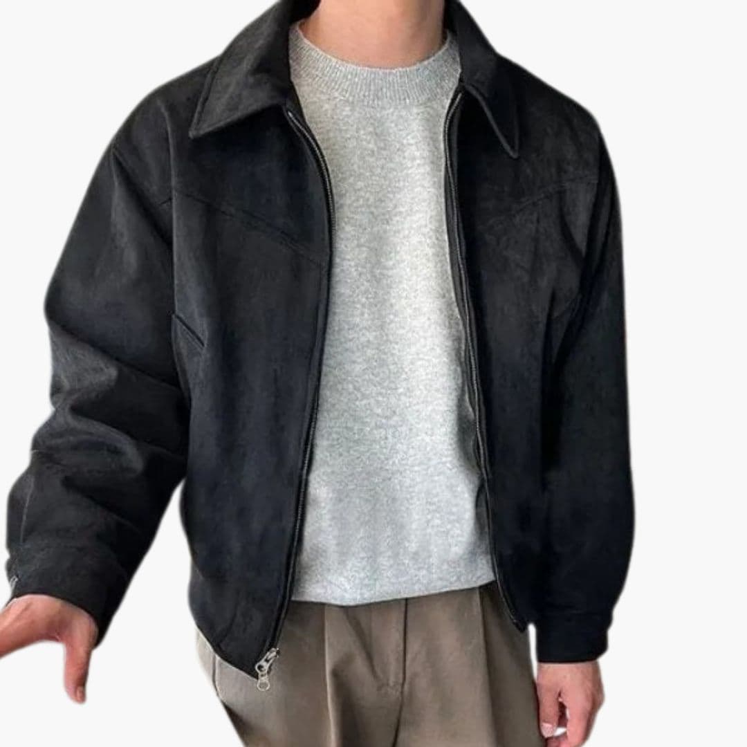 Veste homme avec fermeture éclair et col pointu