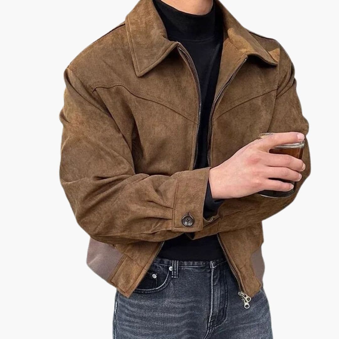 Veste homme avec fermeture éclair et col pointu