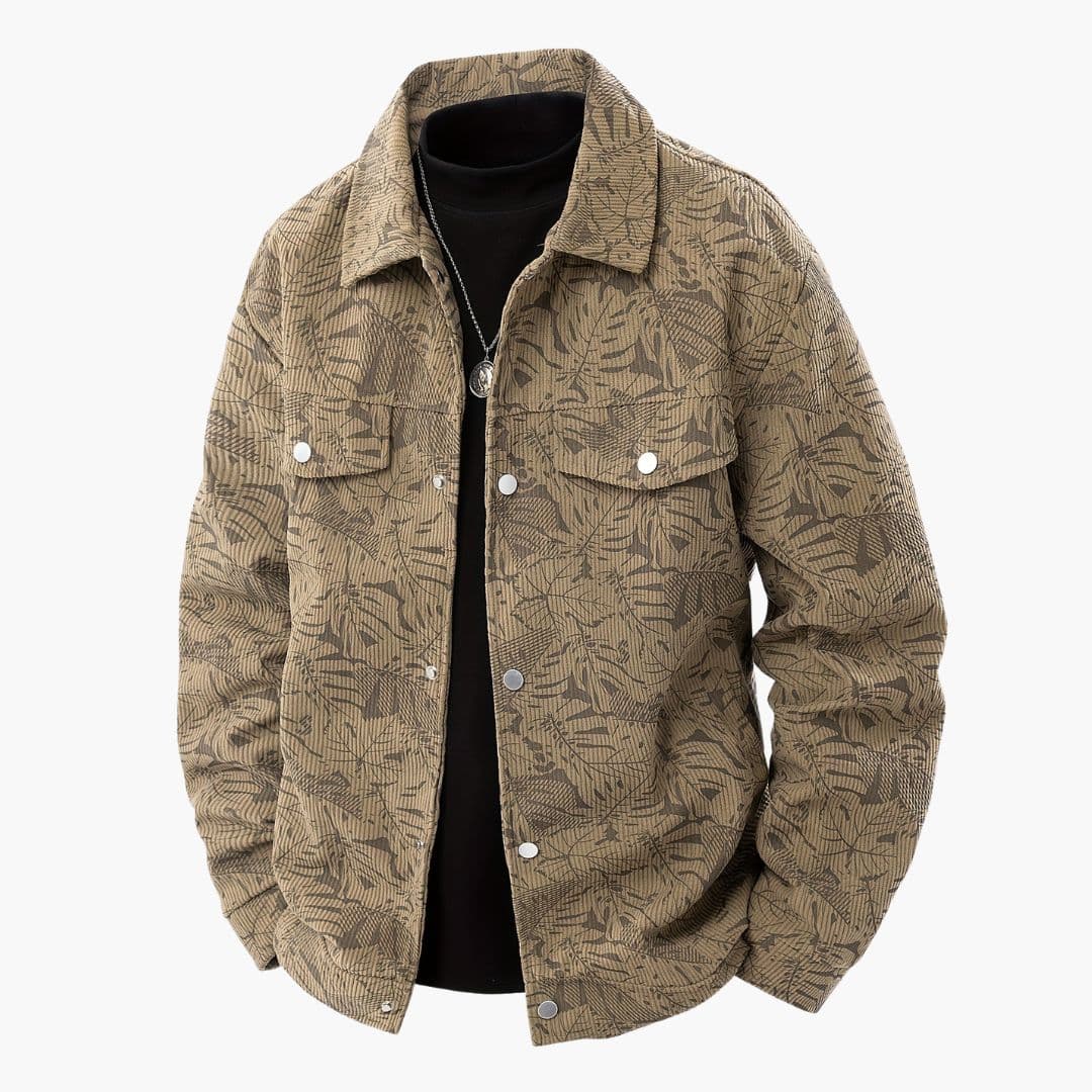 Veste homme en velours côtelé à motif feuilles