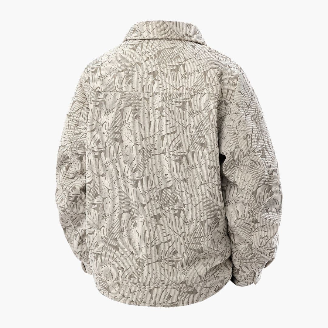 Veste homme en velours côtelé à motif feuilles