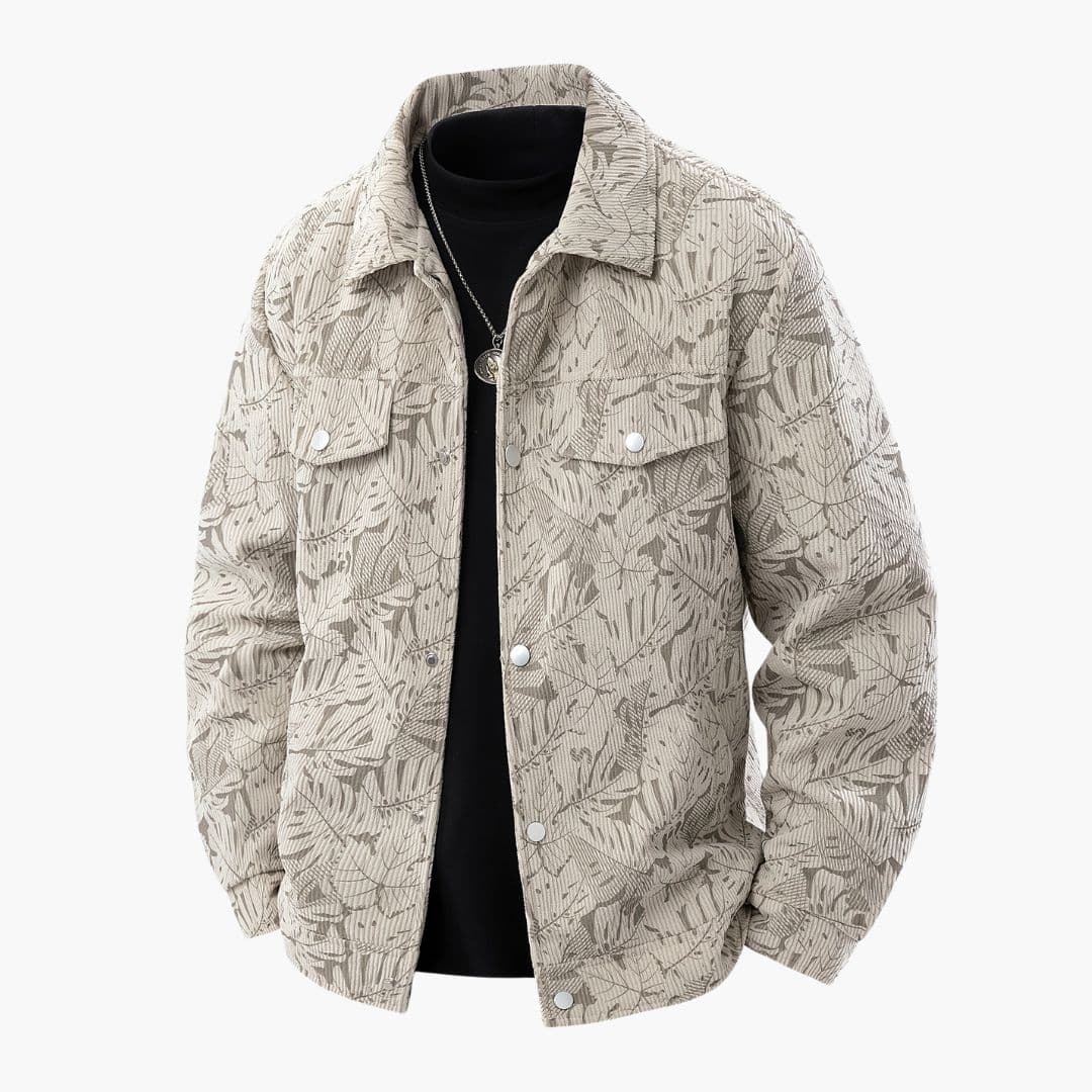 Veste homme en velours côtelé à motif feuilles