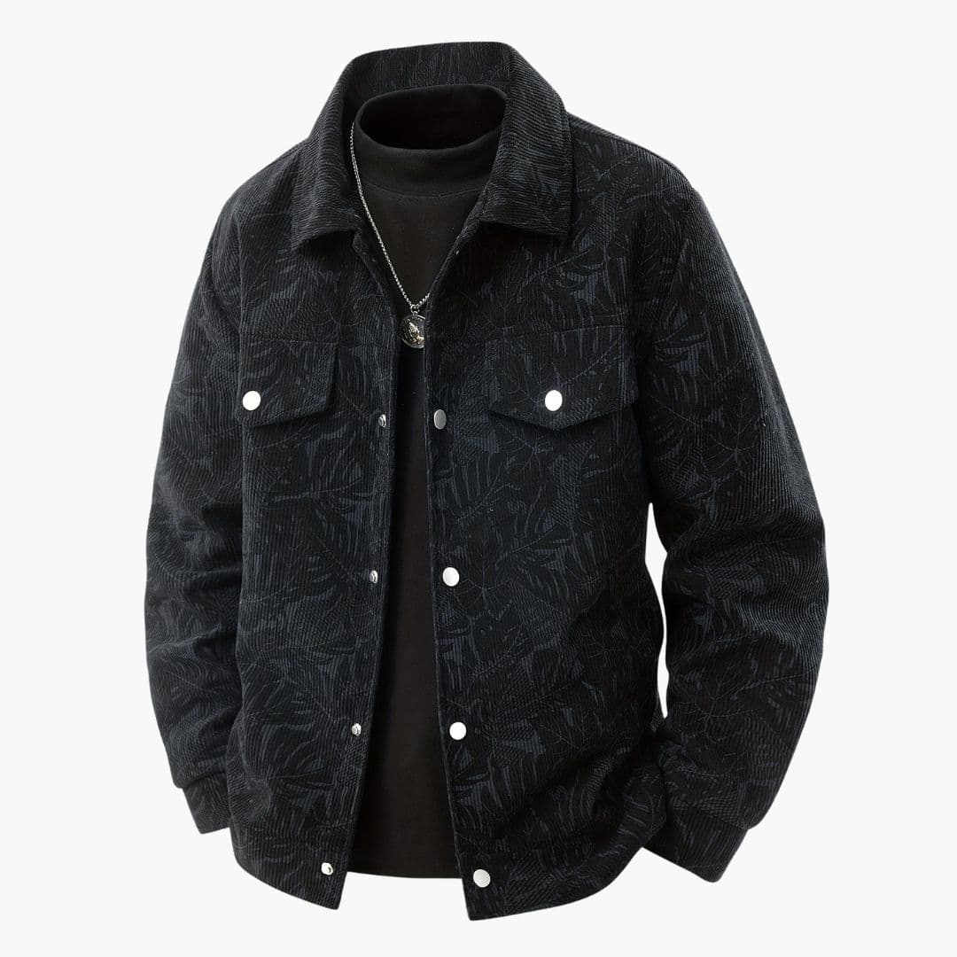 Veste homme en velours côtelé à motif feuilles