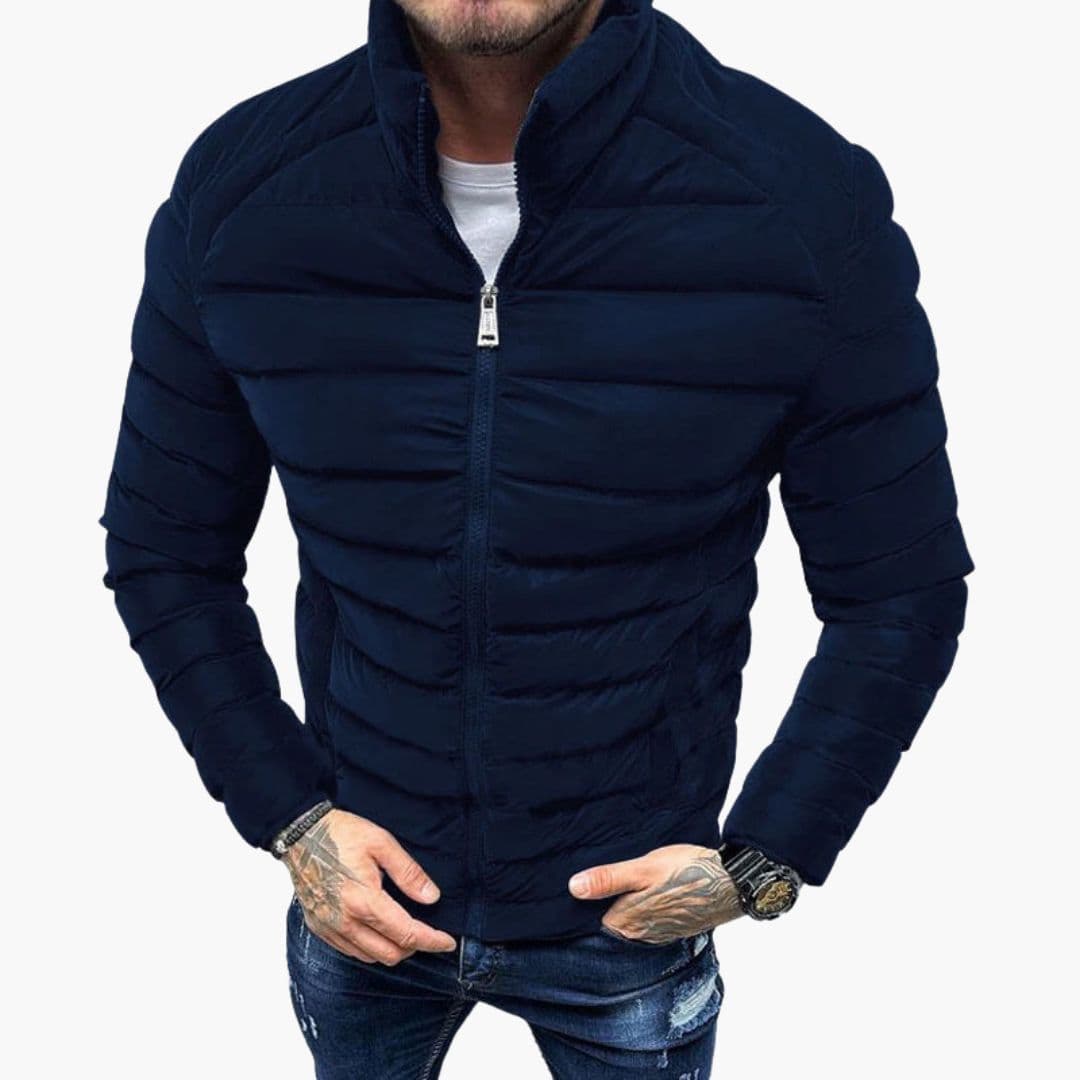Veste homme matelassée coupe ajustée avec col montant