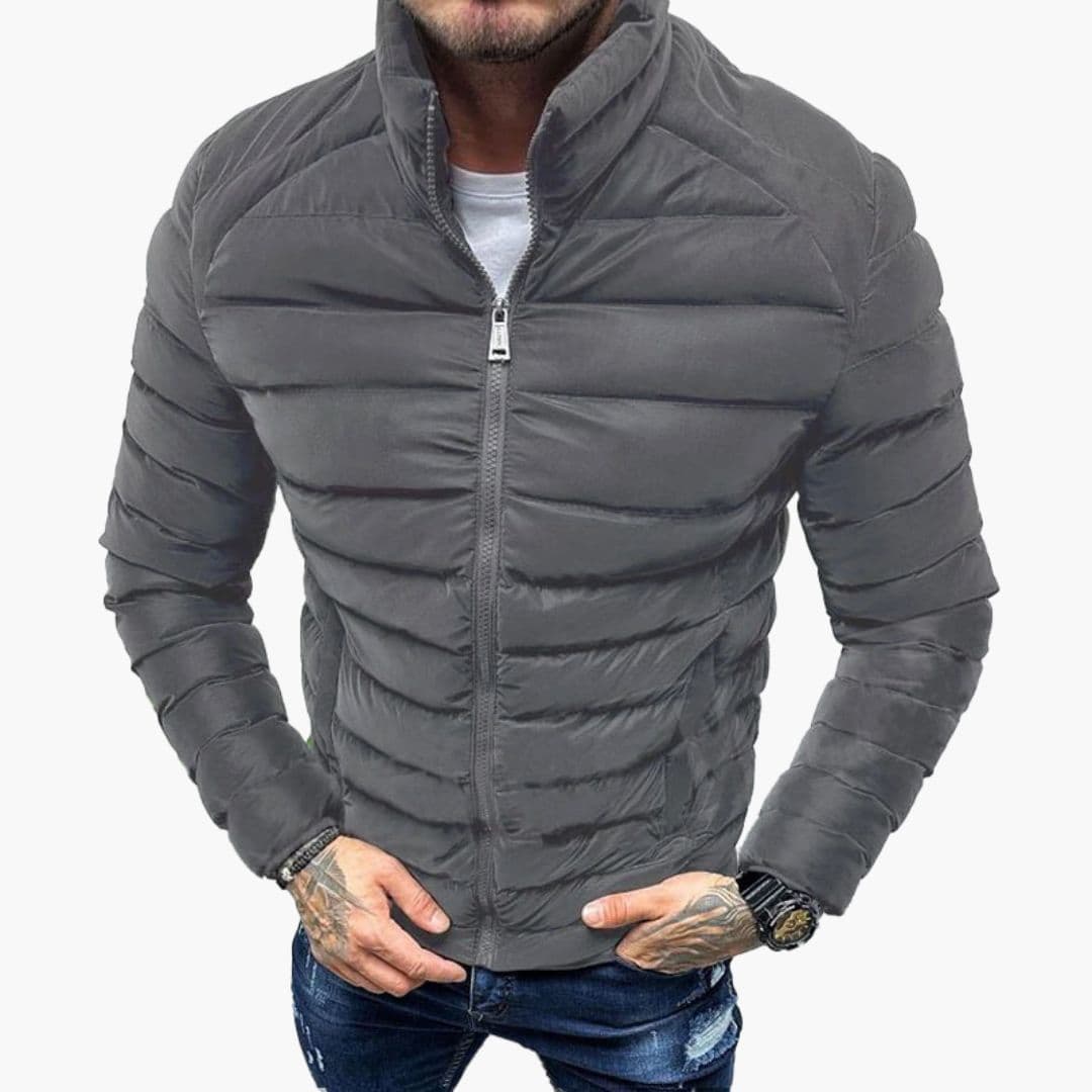 Veste homme matelassée coupe ajustée avec col montant