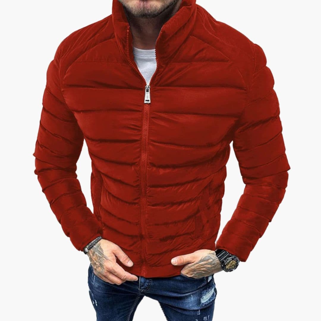 Veste homme matelassée coupe ajustée avec col montant