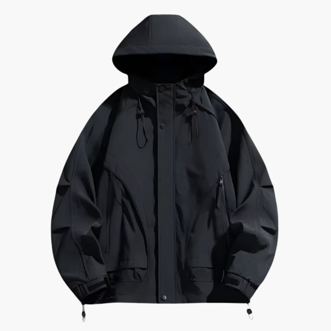Casaco masculino para exterior com capuz ajustável