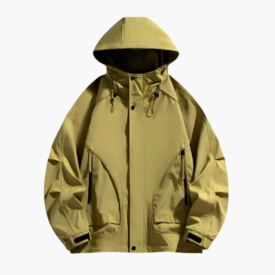 Casaco masculino para exterior com capuz ajustável
