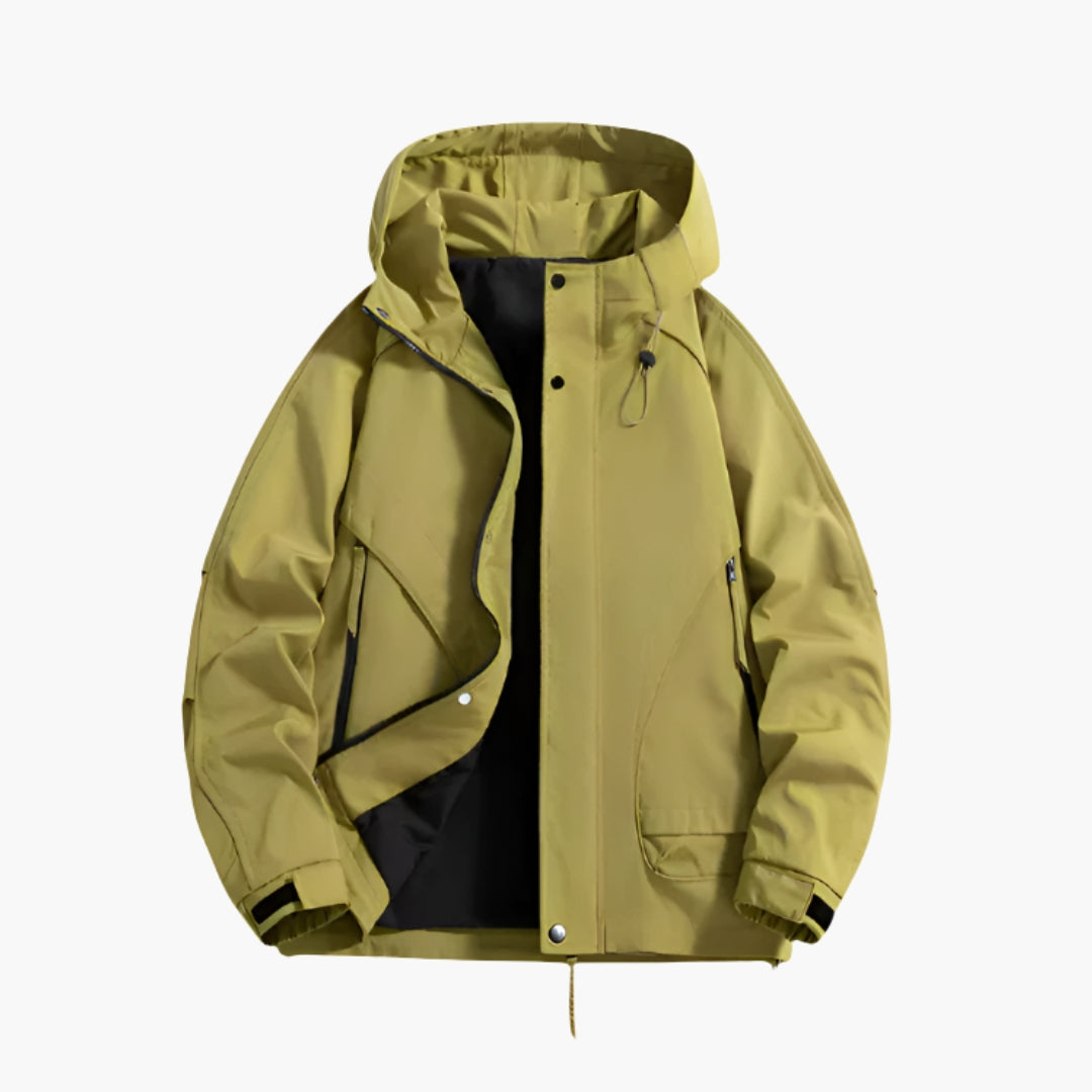 Casaco masculino para exterior com capuz ajustável