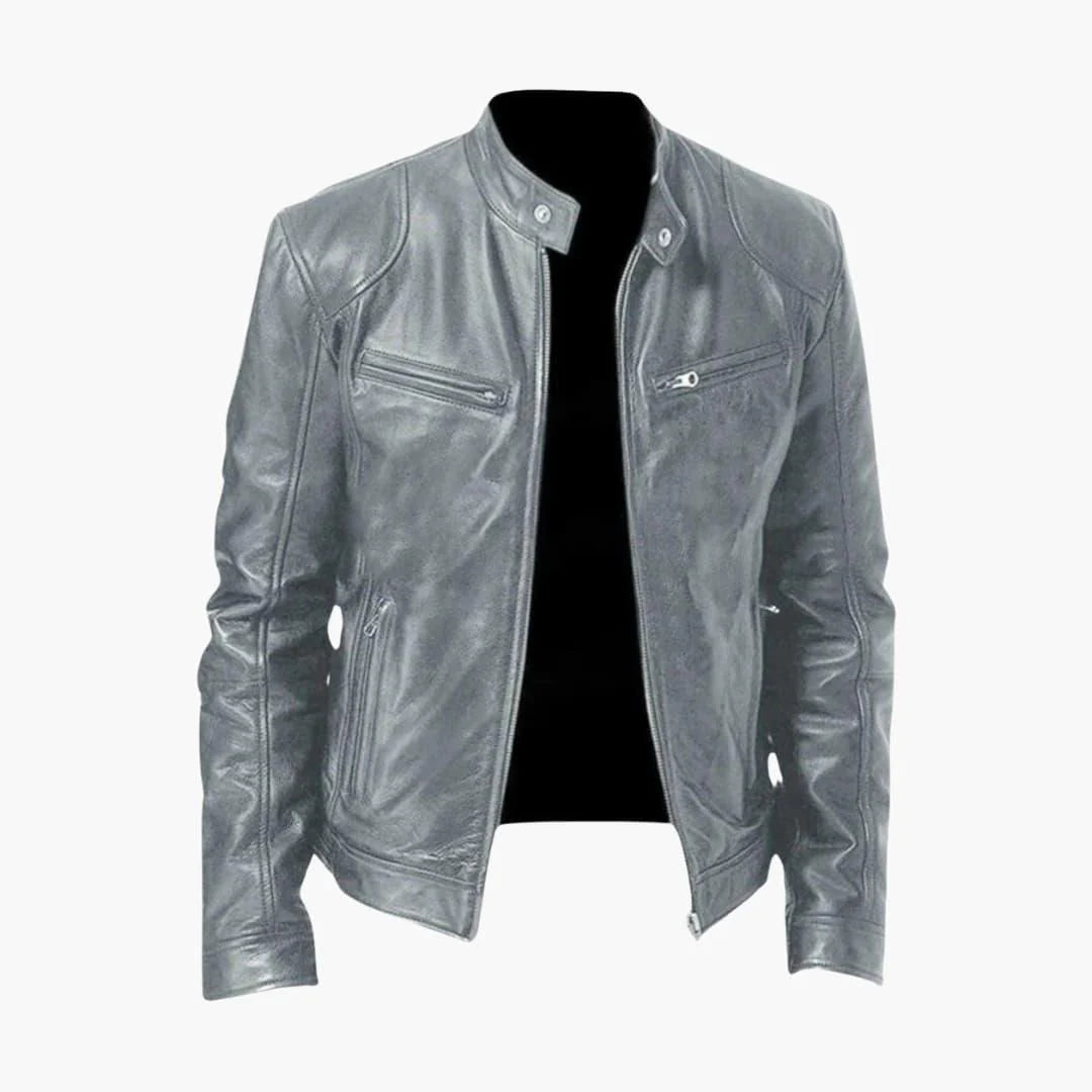 Veste homme style biker avec fermeture zippée et manches longues