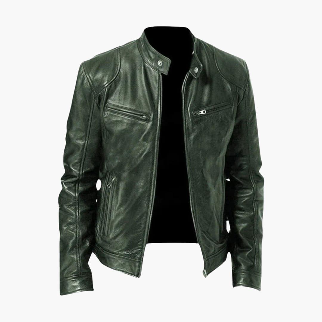 Veste homme style biker avec fermeture zippée et manches longues