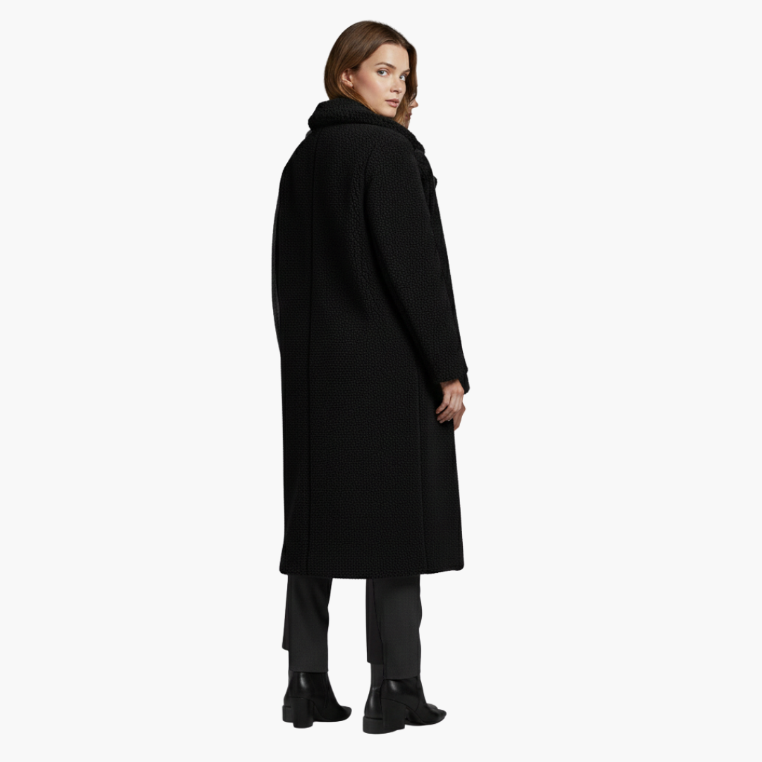 Vestito lungo da donna con ampi risvolti e superficie strutturata