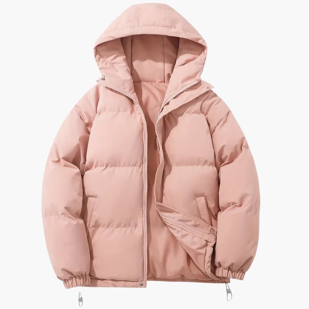 Women's quilted jacket with hood and zipper closure