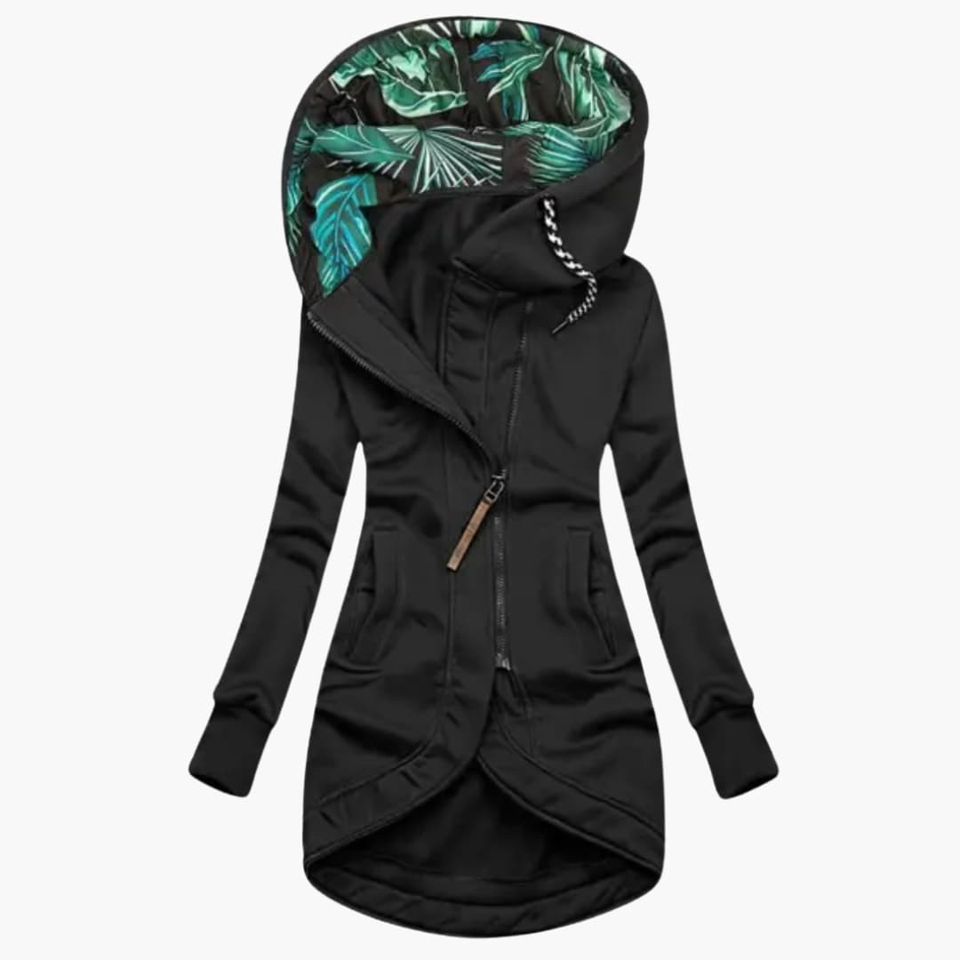 Veste polaire femme avec capuche et fermeture asymétrique