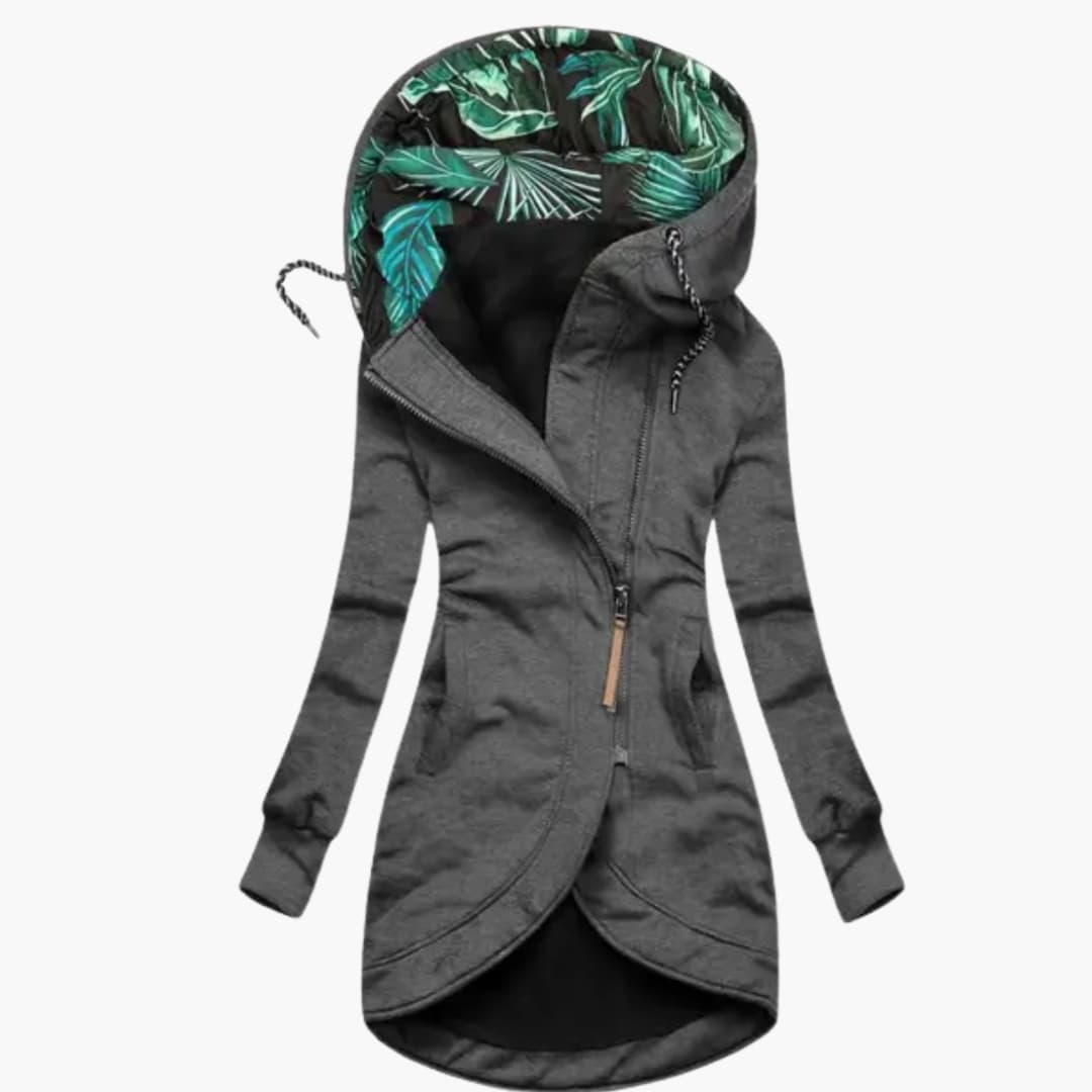 Veste polaire femme avec capuche et fermeture asymétrique