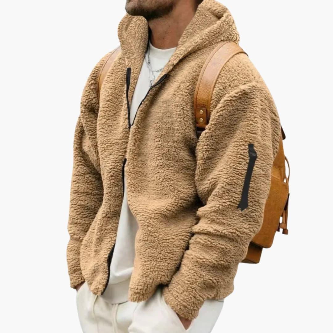 Veste polaire homme à capuche avec fermeture zippée et manches longues