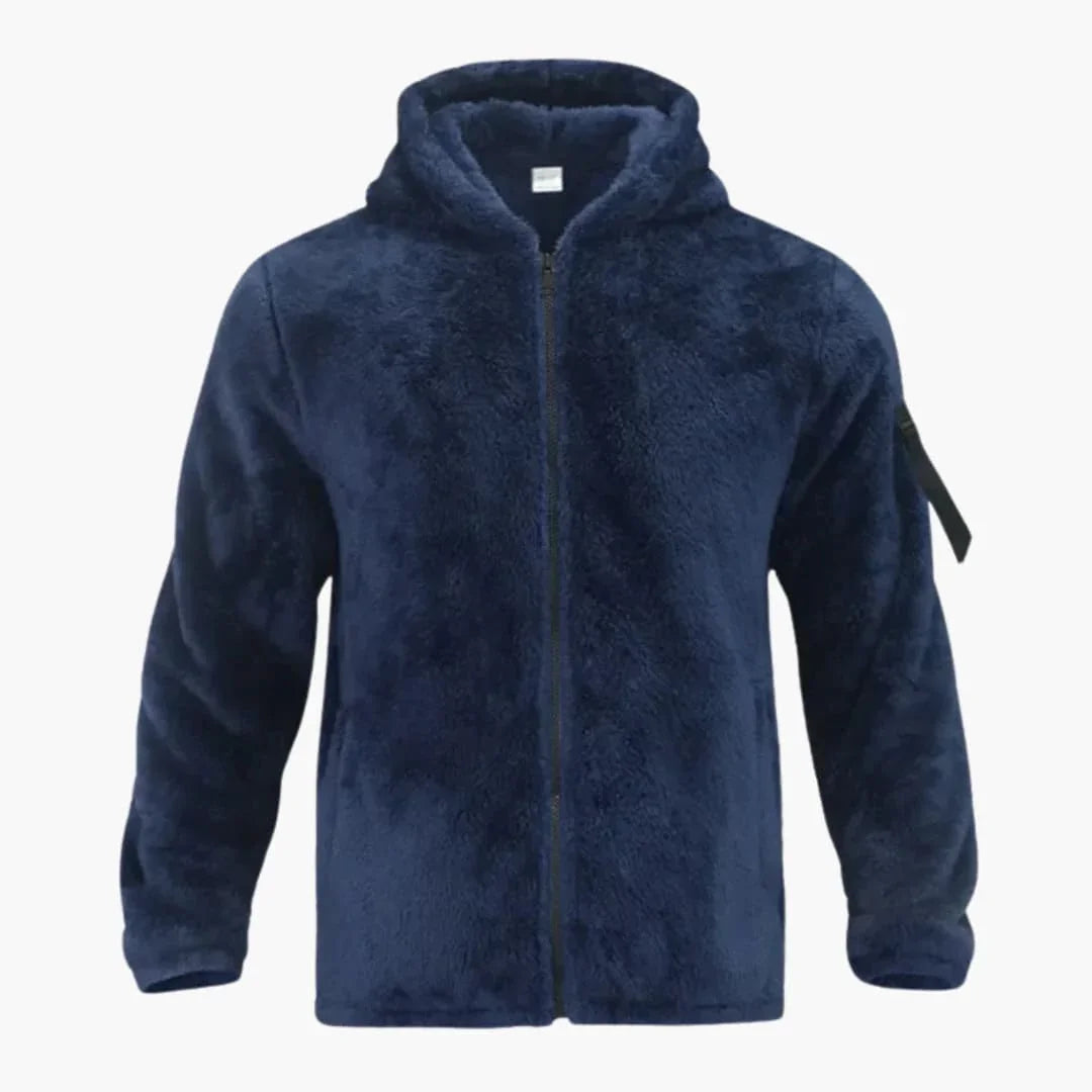 Veste polaire homme à capuche avec fermeture zippée et manches longues