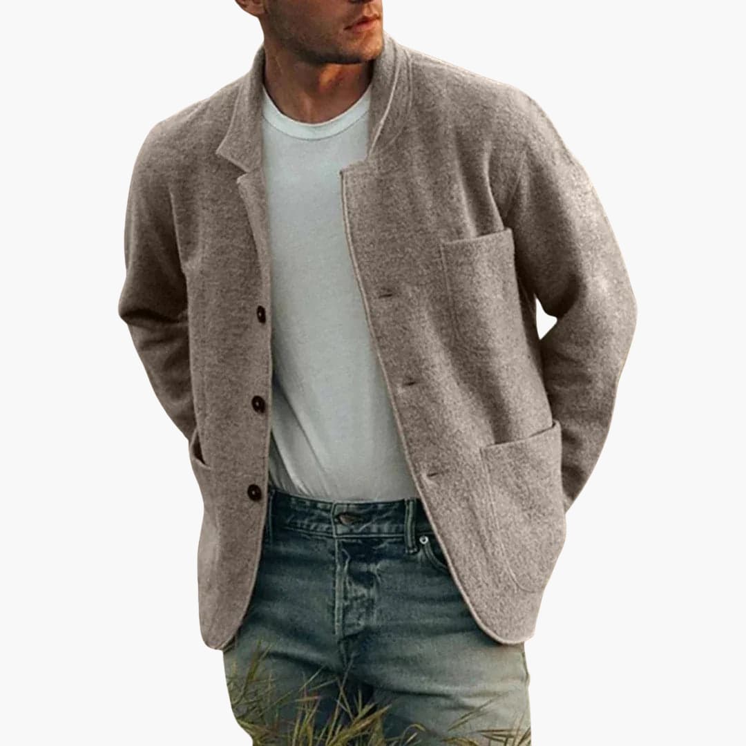 Veste pour homme avec fermeture à boutons et poches avant