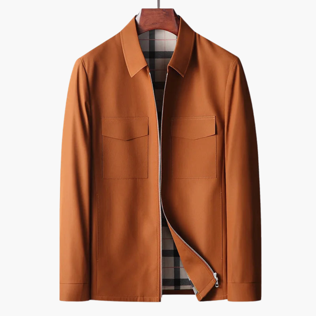 Veste pour homme avec fermeture éclair avant et col chemise