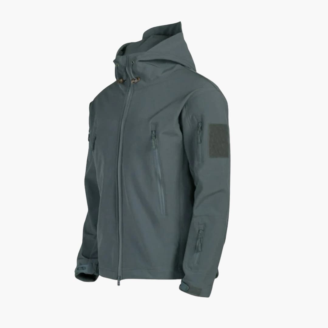 Veste tactique pour homme avec capuche ajustable et poches zippées